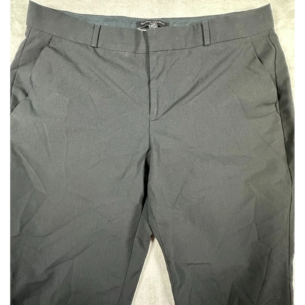 Banana Republic Avery Trouser Pants Womens Size 10P Black Stretch Wool Slacks